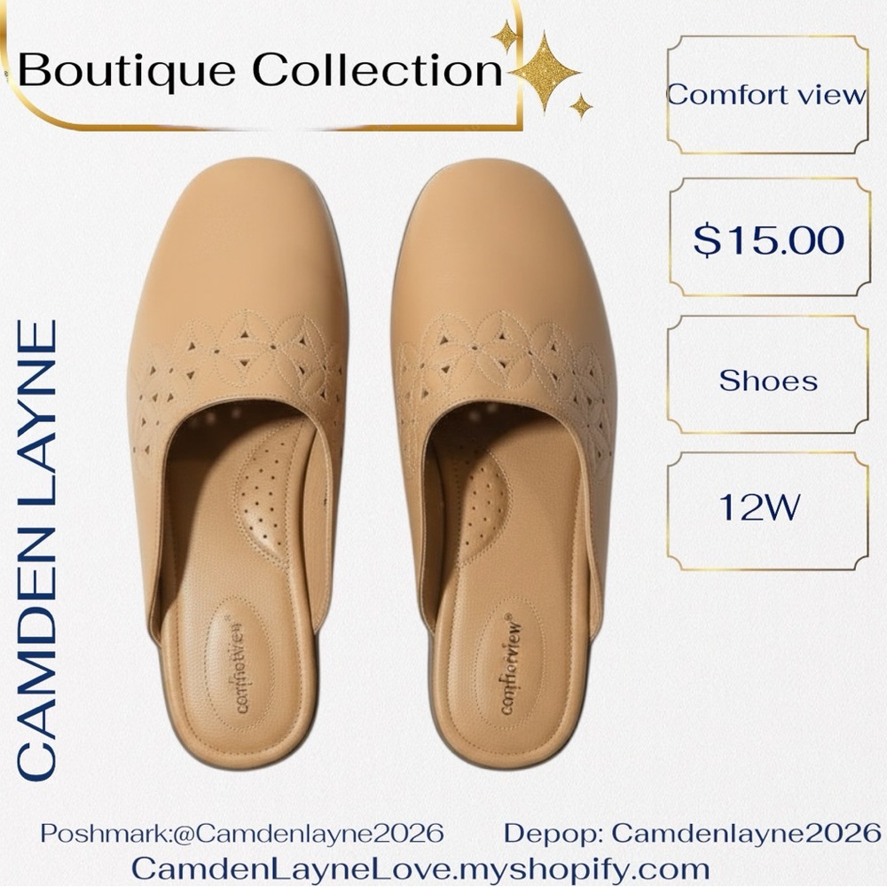 Comfortview Tan Slip-On Mules - Picture 2 of 5